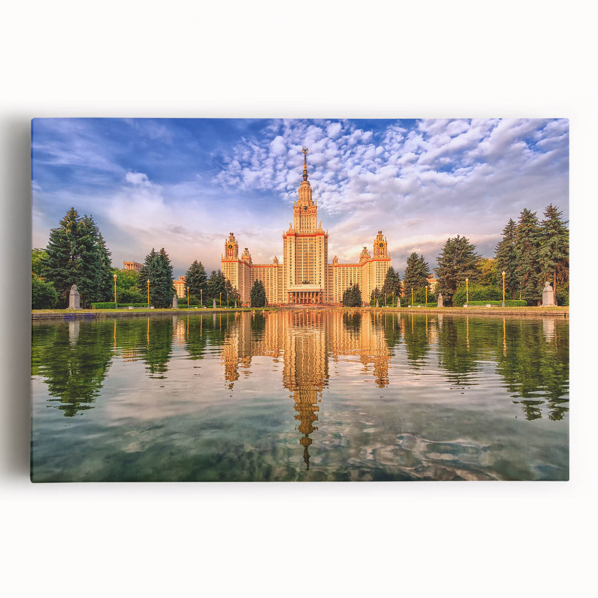 Black and white stretched canvas of Moscow skyline, ideal for kitchen wall art or bedroom ambiance.