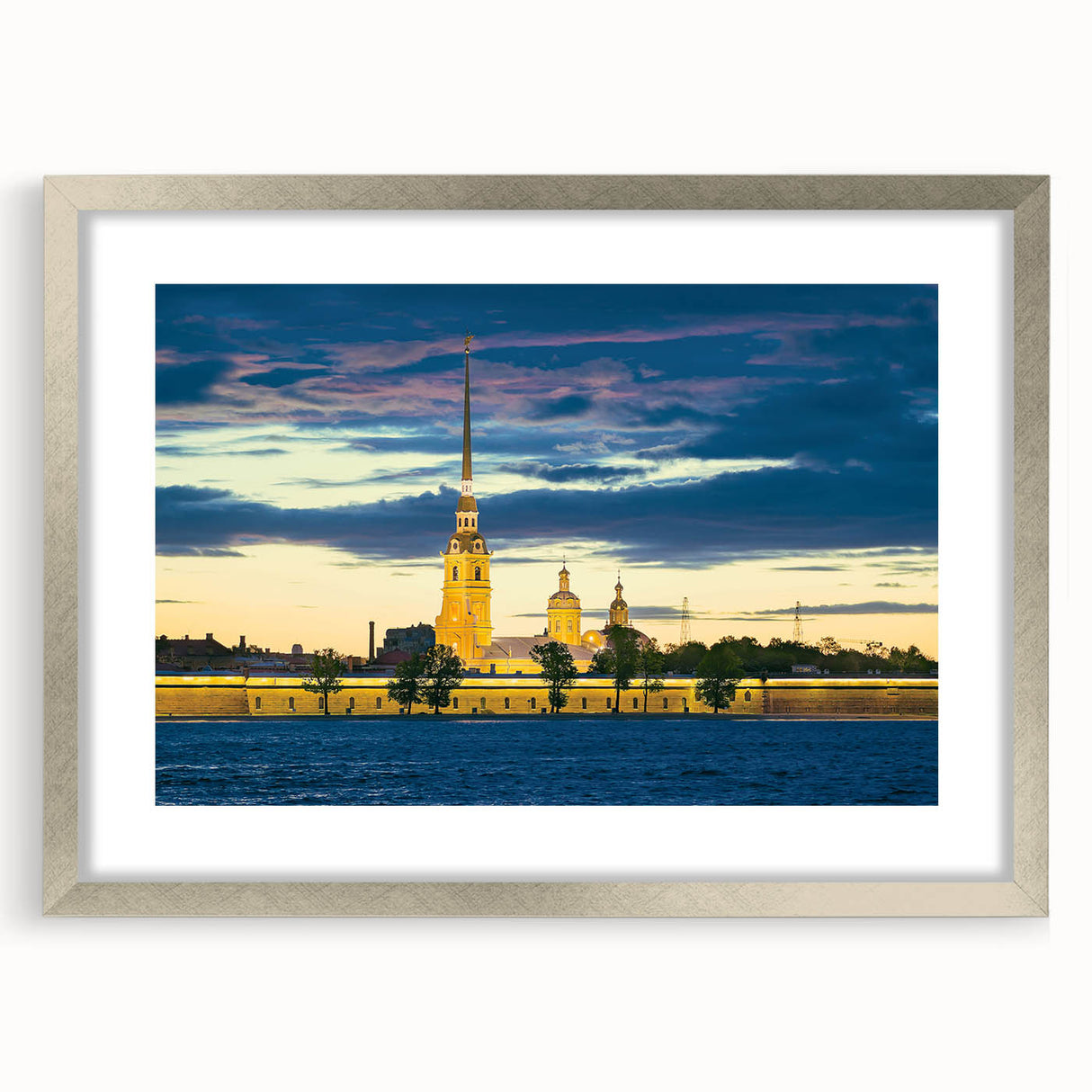 Extra large wall art featuring an abstract depiction of a European cityscape in muted gray and textured silver.