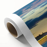 Art Deco poster of St. Petersburg scenery on rolled canvas, in cool blue tones, ideal for nursery wall art or dining room.