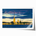 Extra large rolled print of a European cityscape with floral accents in pastel shades, ideal for art wall dining room decor.