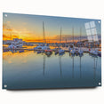 Acrylic print of a large abstract depiction of Sochi, featuring cool blue and green tones, ideal for dining room decor.