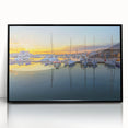 Large abstract wall art of Sochi scenery in mid-century modernist style, acrylic print in black frame.