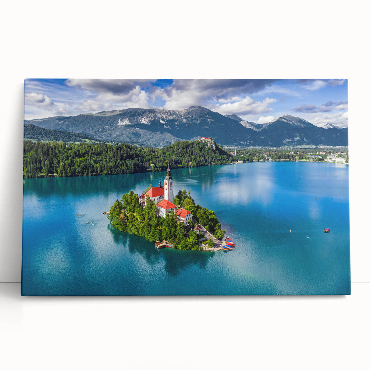 Monochrome image of a European cityscape on a large stretched canvas, ideal for kitchen wall art or bedroom ambiance.