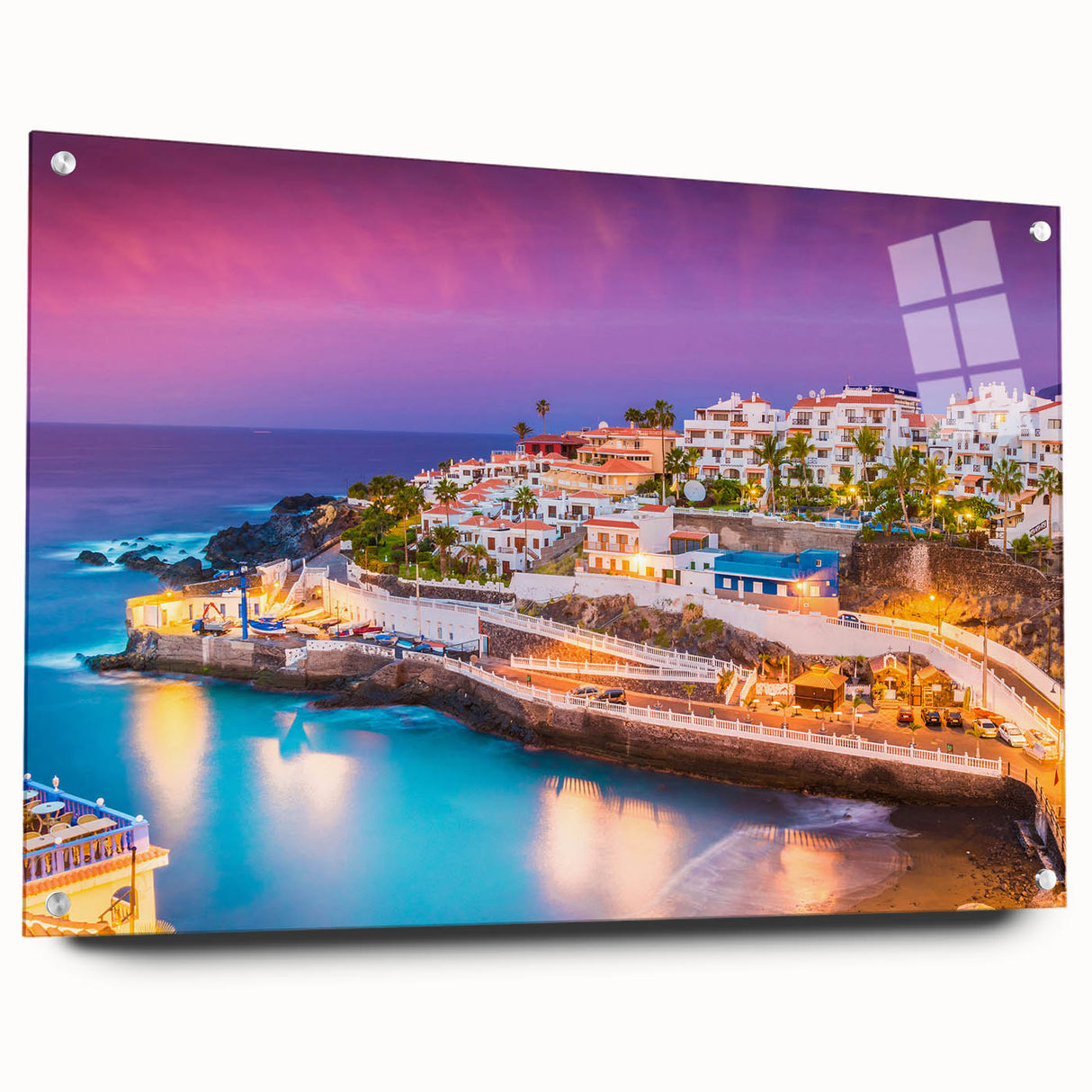 Large abstract wall art of a European scenery in Spain, Canary Islands, with vibrant colors on acrylic glass.