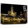 Acrylic glass print of a Valencia cityscape featuring soft pastel shades, ideal for bedroom or dining room decor.