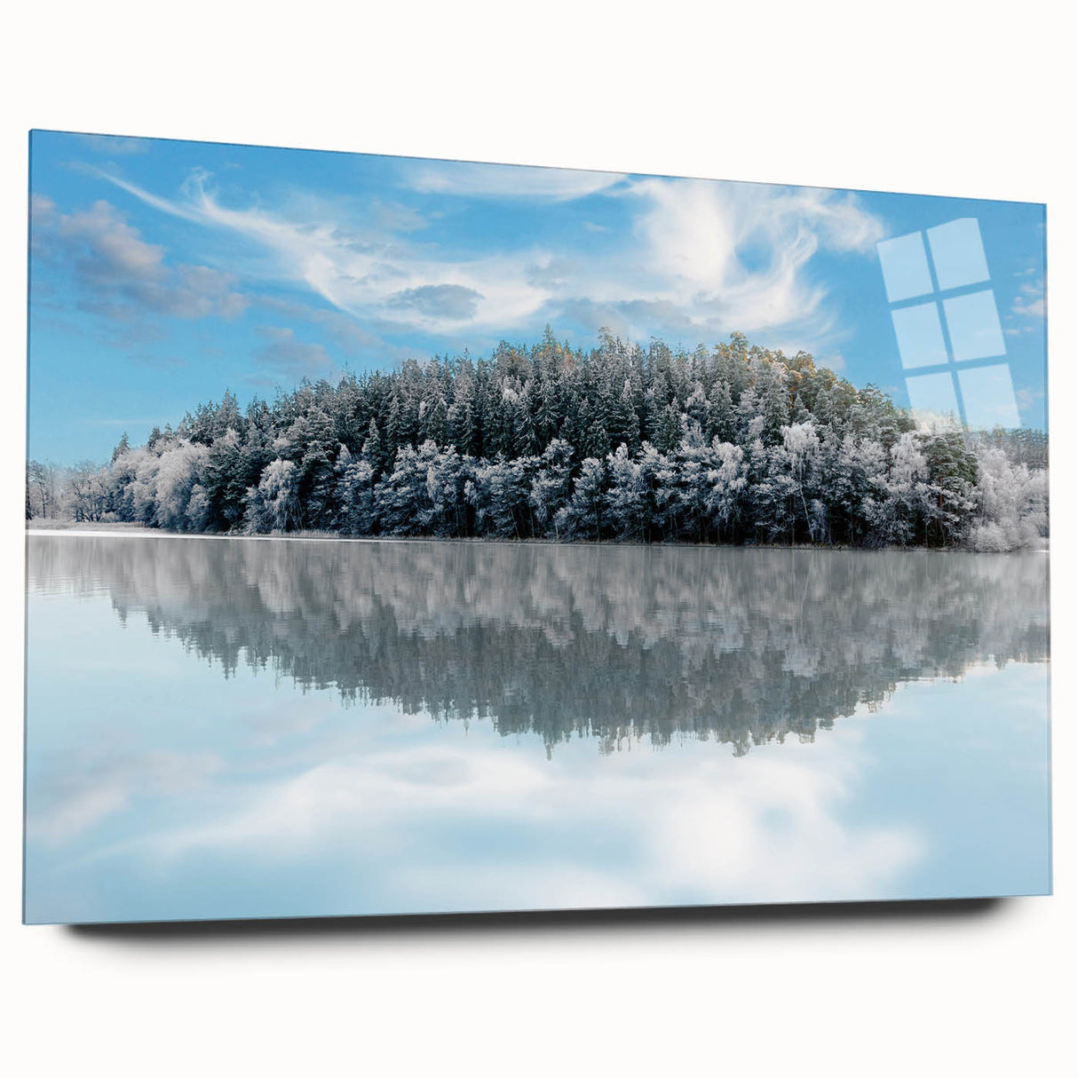 Large abstract wall art of a European scenery in muted earth tones on acrylic glass, ideal for bedroom or dining room decor.