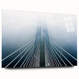 Large abstract wall art of a European scenery in muted earth tones on acrylic glass.