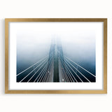 Extra large abstract art print depicting a textured European scenery in muted earth tones, framed in gold.