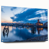 Acrylic print of a Welsh landscape in muted greens and blues, suitable for bedroom or dining room decor.