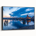 Black and white framed canvas of a vintage Welsh landscape, ideal for bedroom wall art.