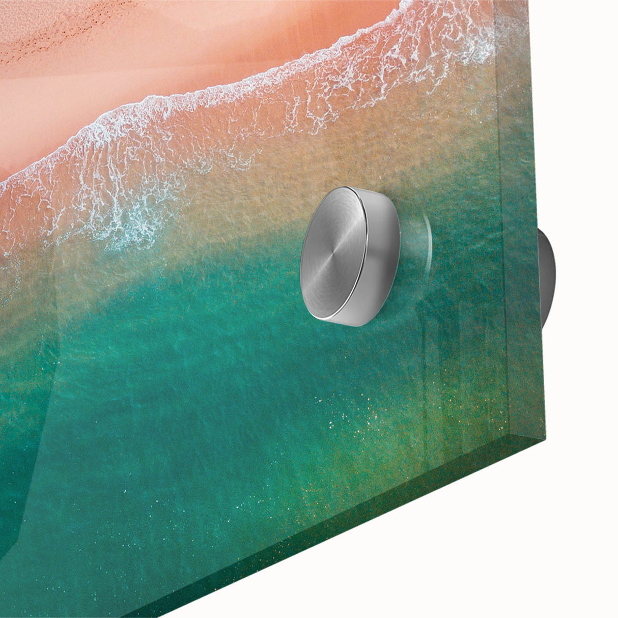 Large abstract depiction of Acapulco scenery in mid-century modernist style on acrylic glass, suitable for dining room art.