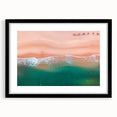 Extra large abstract art print of colorful Acapulco scenery on textured canvas, framed in black, ideal for living room decor.