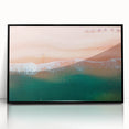 Large abstract wall art depicting the Acapulco scenery in mid-century modernist style, framed in black acrylic.