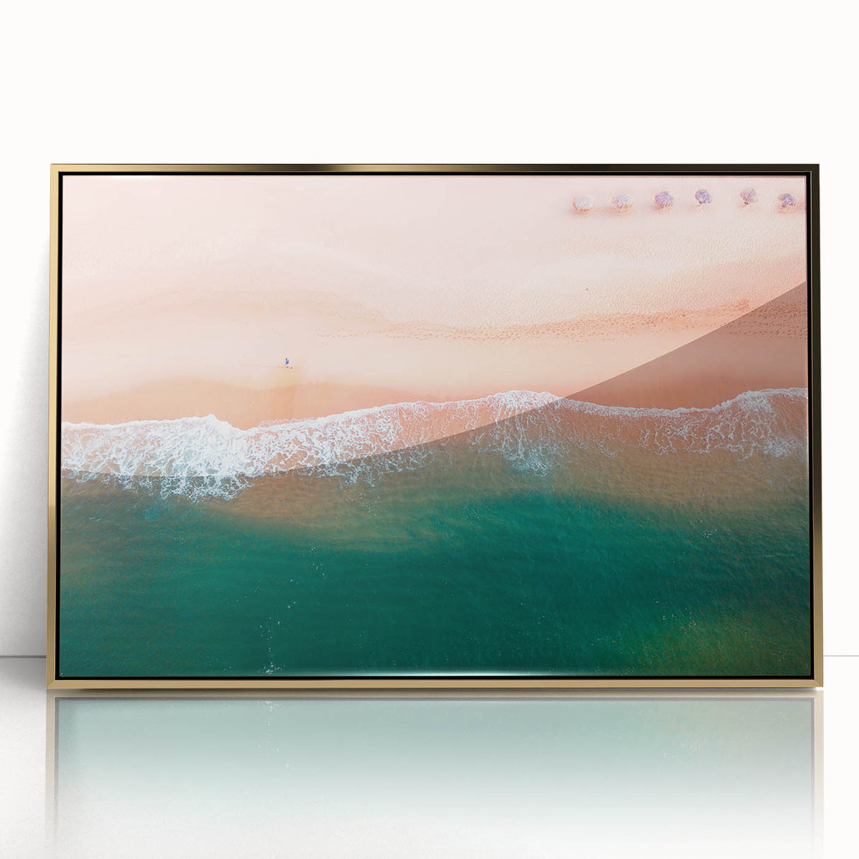 Mid-century modernist art of Acapulco scenery in vibrant colors on a framed acrylic, ideal for modern art wall decor.