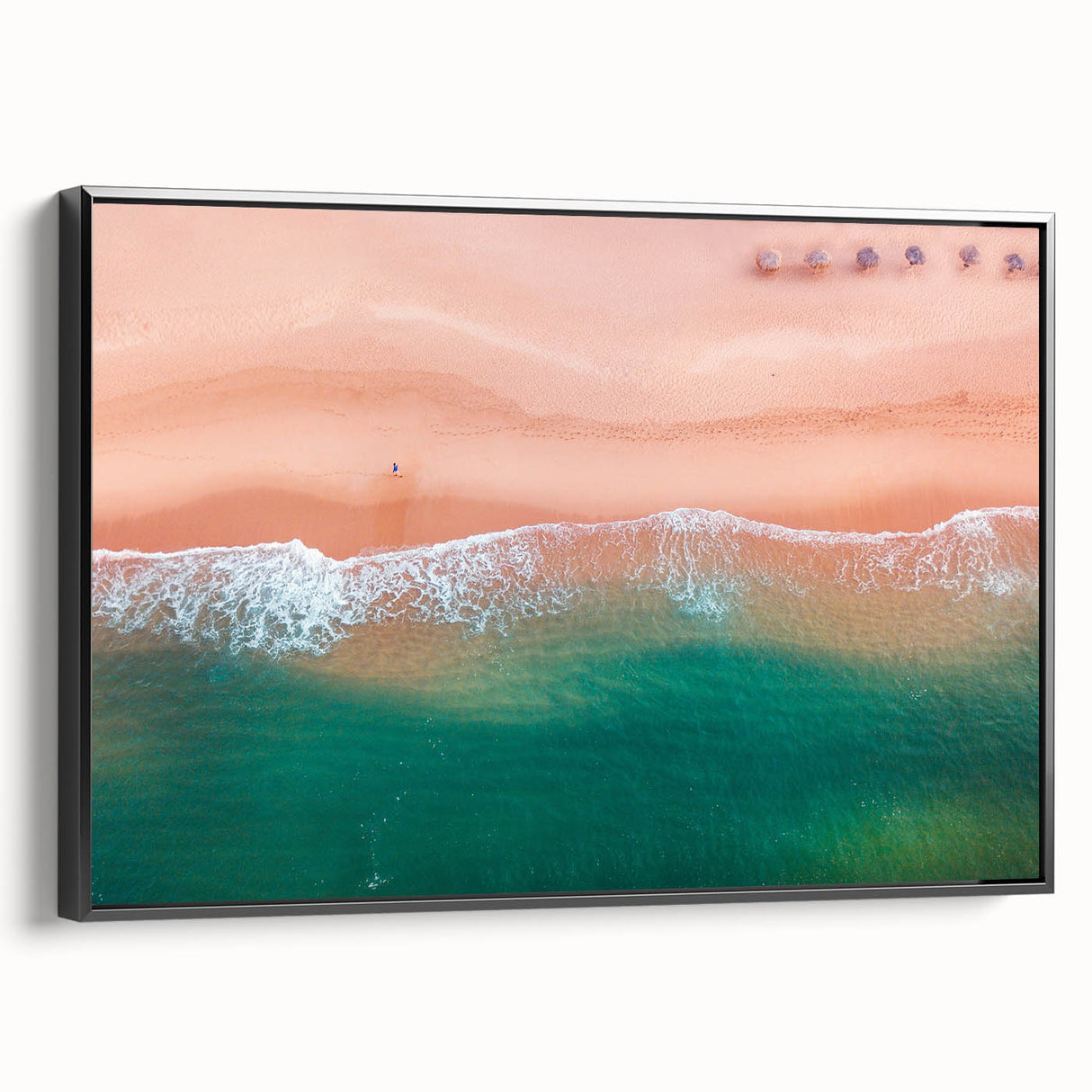 Framed canvas featuring a black and white vintage poster of the Acapulco landscape, ideal for bedroom wall decor.