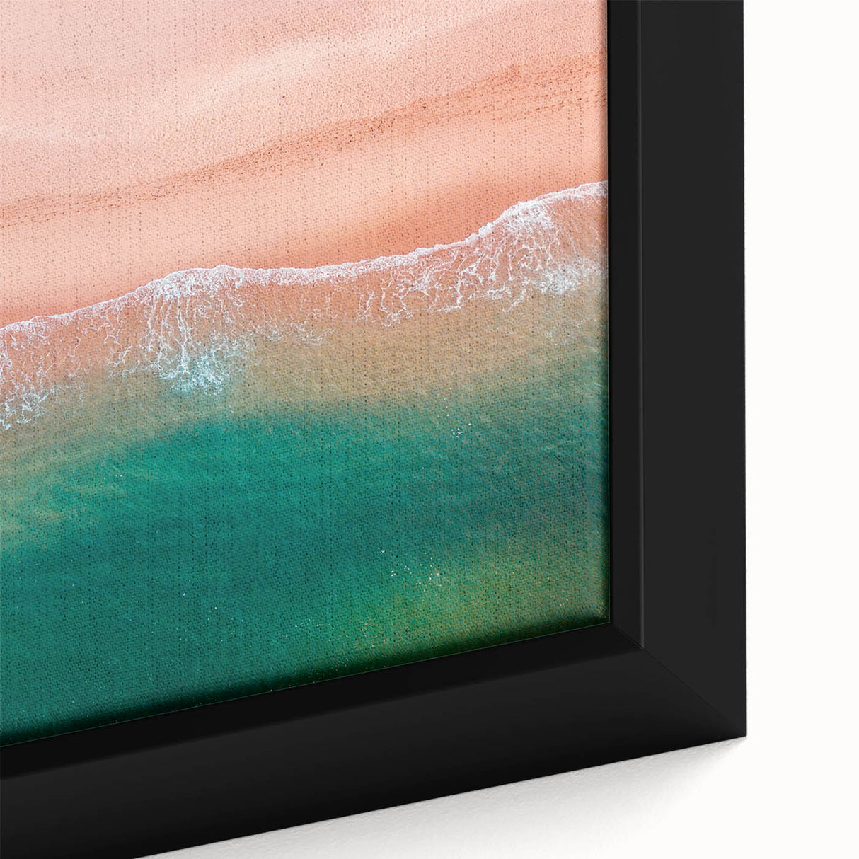 Extra large framed canvas featuring a textured depiction of Acapulco with vibrant, colorful art on a black background.
