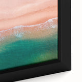 Extra large framed canvas featuring a textured depiction of Acapulco with vibrant, colorful art on a black background.
