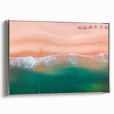 Framed canvas of a vintage Acapulco landscape painting with colorful art on a black background, ideal for living room decor.