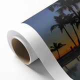 Art deco poster of Cabo San Lucas scenery on rolled canvas, featuring pastel shades, ideal for nursery wall art.