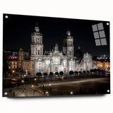 Acrylic print of a large abstract depiction of Mexico City in vibrant multicolor tones.