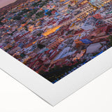 Art deco poster of Guanajuato with vibrant colors on rolled canvas, ideal for dining room wall art.