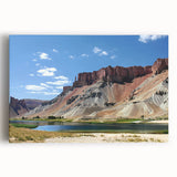 Large black and white print of a Middle Eastern scenery on stretched canvas, ideal for kitchen wall art.