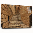 Acrylic glass print of Jerusalem skyline in muted earth tones, suitable for dining room decor.