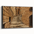 Black and white framed canvas of Jerusalem landscape, ideal for bedroom wall art in vintage poster style.