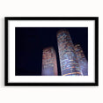 Abstract art print of Tel Aviv with vibrant, colorful textures on a large framed canvas, ideal for living room decor.