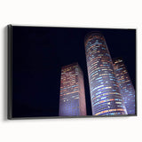 Black and white vintage poster art of Tel Aviv landscape on framed canvas, suitable for bedroom decor.