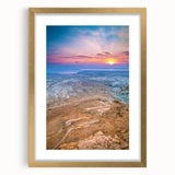 Extra large abstract art print of a Middle Eastern landscape in muted earth tones on a textured canvas.