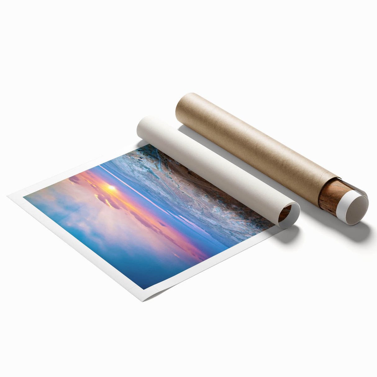 Extra large rolled print of a Middle Eastern scenery in muted earth tones, suitable as large living room wall art.