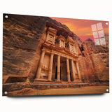 Acrylic print of a Jordanian landscape in muted earth tones, ideal for dining room wall art.
