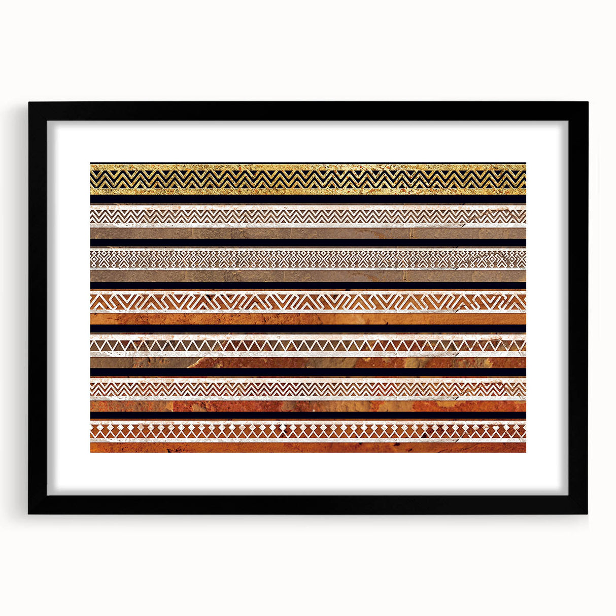 Extra large abstract art print featuring colorful, textured scenery of Middle Eastern Oman, in a black frame.