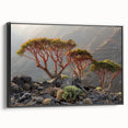 Black and white framed canvas featuring a vintage-style Middle Eastern landscape, ideal for bedroom wall decor.