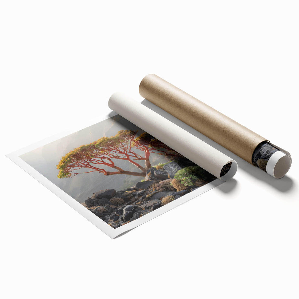 Extra large rolled canvas depicting a Middle Eastern scenery in muted earth tones, suitable for classy bathroom wall art.