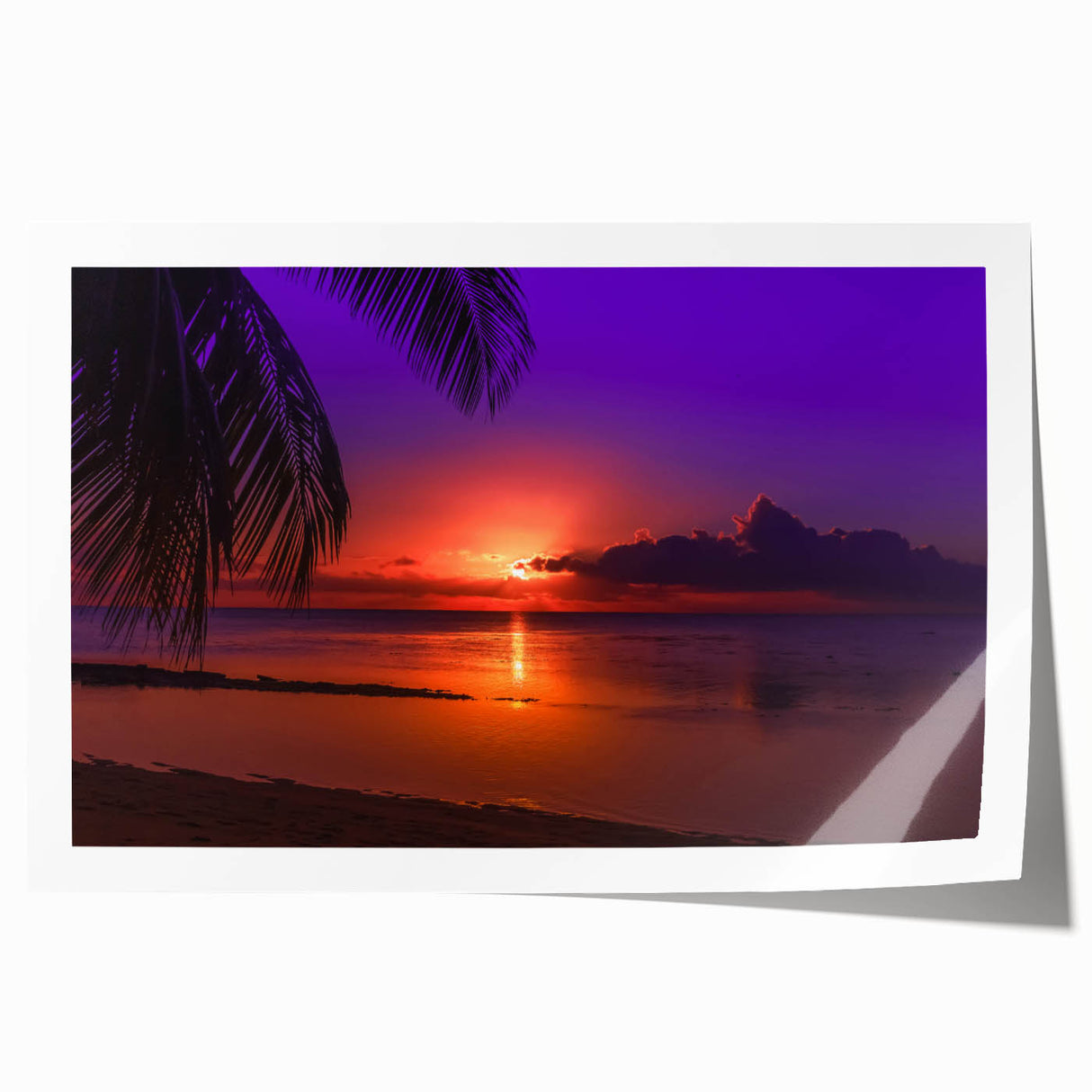 Extra large rolled print of Tahiti scenery with vibrant ocean and floral elements, ideal for art wall dining room.