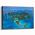 Black and white framed canvas of a Micronesian landscape, ideal for bedroom wall art.