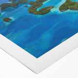 Art deco poster featuring a serene Micronesian oceanic scene on rolled canvas, suitable for dining room wall art.