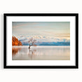 Extra large abstract art print of a colorful Otago, New Zealand scenery on textured canvas, framed in black.