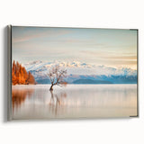 Framed canvas landscape art painting of Otago, New Zealand, with vibrant green and blue tones, ideal for living room decor.