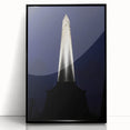 Large abstract wall art depicting Wellington's coastline in muted blue and gray tones, framed in black acrylic.