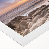 Art deco poster of New Zealand's West Coast in monochrome tones on rolled canvas, suitable for dining room decor.