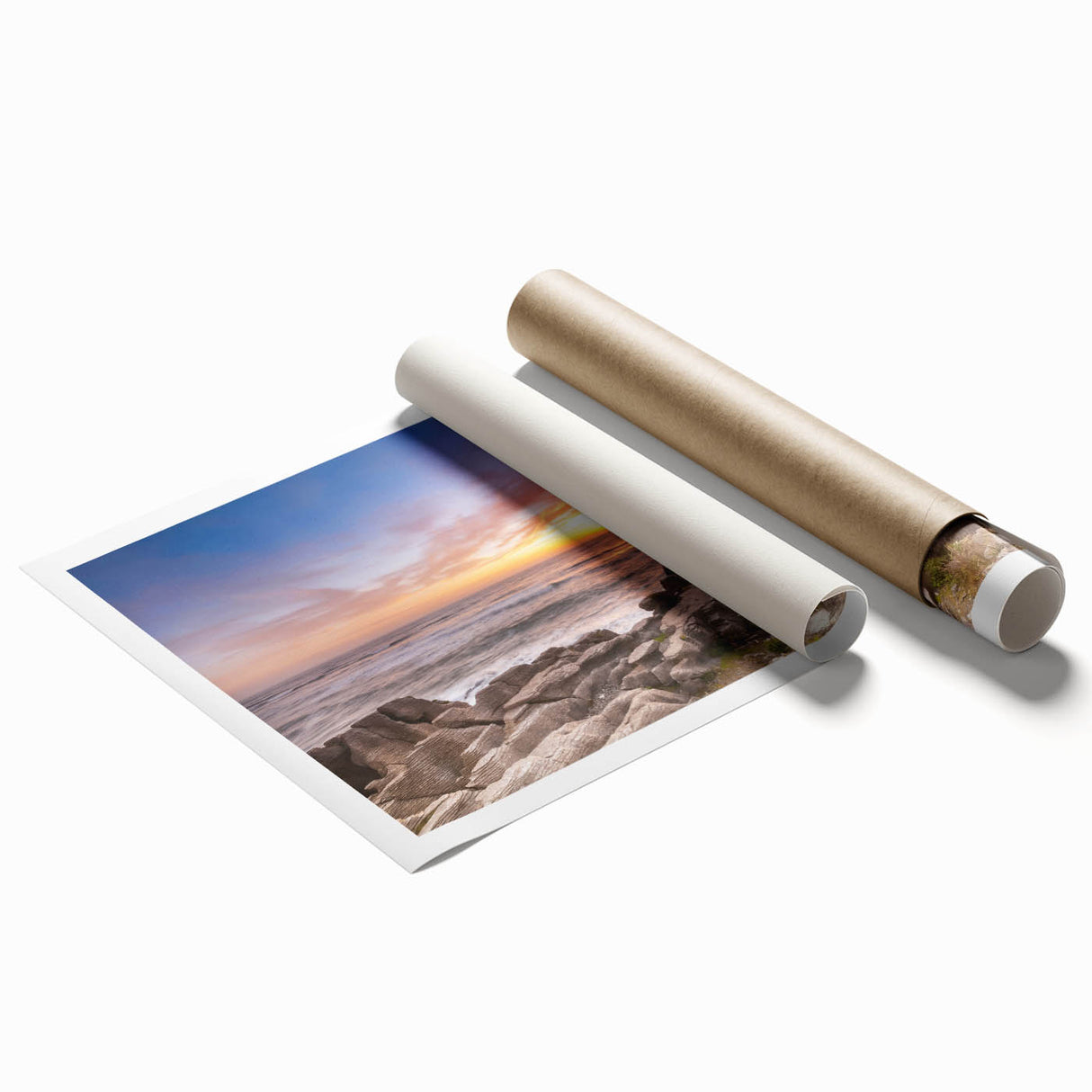 Extra large rolled print of a New Zealand West Coast scenery with vibrant green and blue tones.