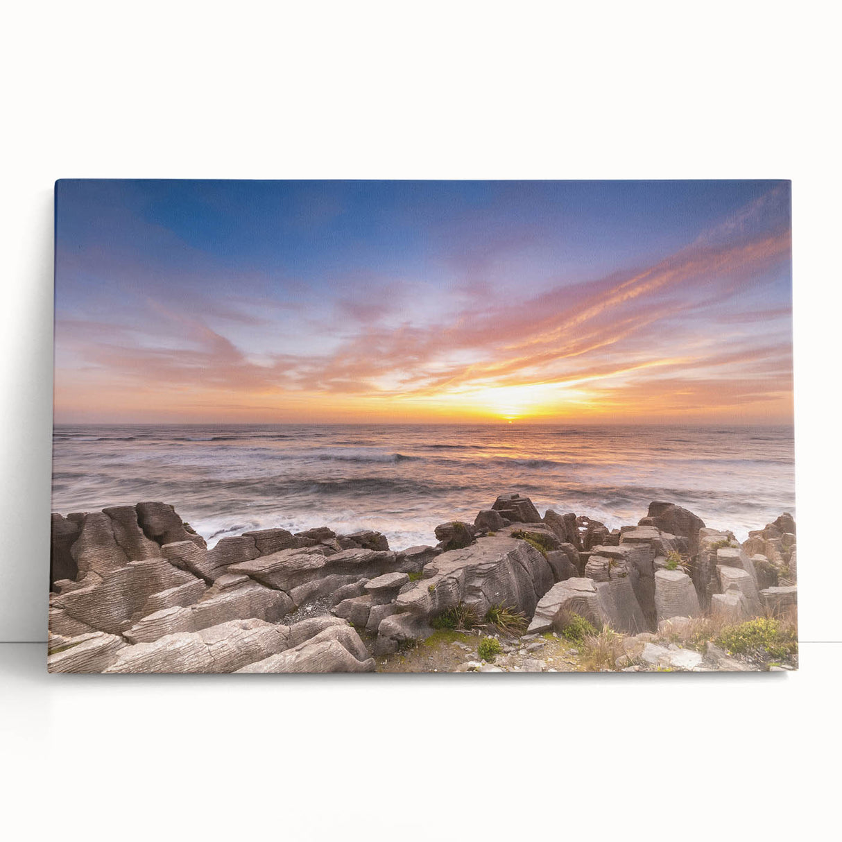 Black and white photograph of New Zealand's West Coast on stretched canvas.