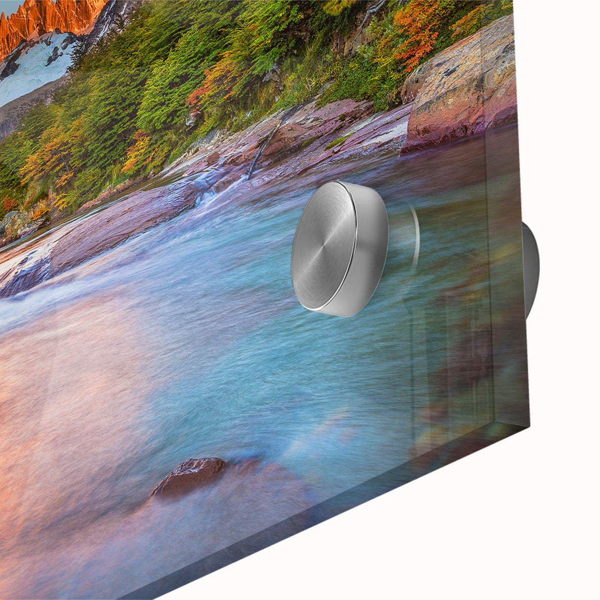 Large abstract wall art depicting the South American scenery in Argentina, with muted earth tones on acrylic glass.