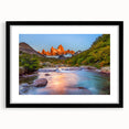 Extra large abstract art print of a vibrant, colorful Argentinean landscape, textured on a black framed canvas.