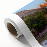 Art Deco style poster of an Argentine landscape in muted earth tones on rolled canvas, ideal for nursery wall art.