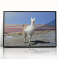 Large abstract wall art featuring a vibrant depiction of a South American scenery, printed on a framed acrylic.