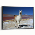 Framed canvas featuring a black and white landscape of Bolivia, ideal for bedroom wall decor.